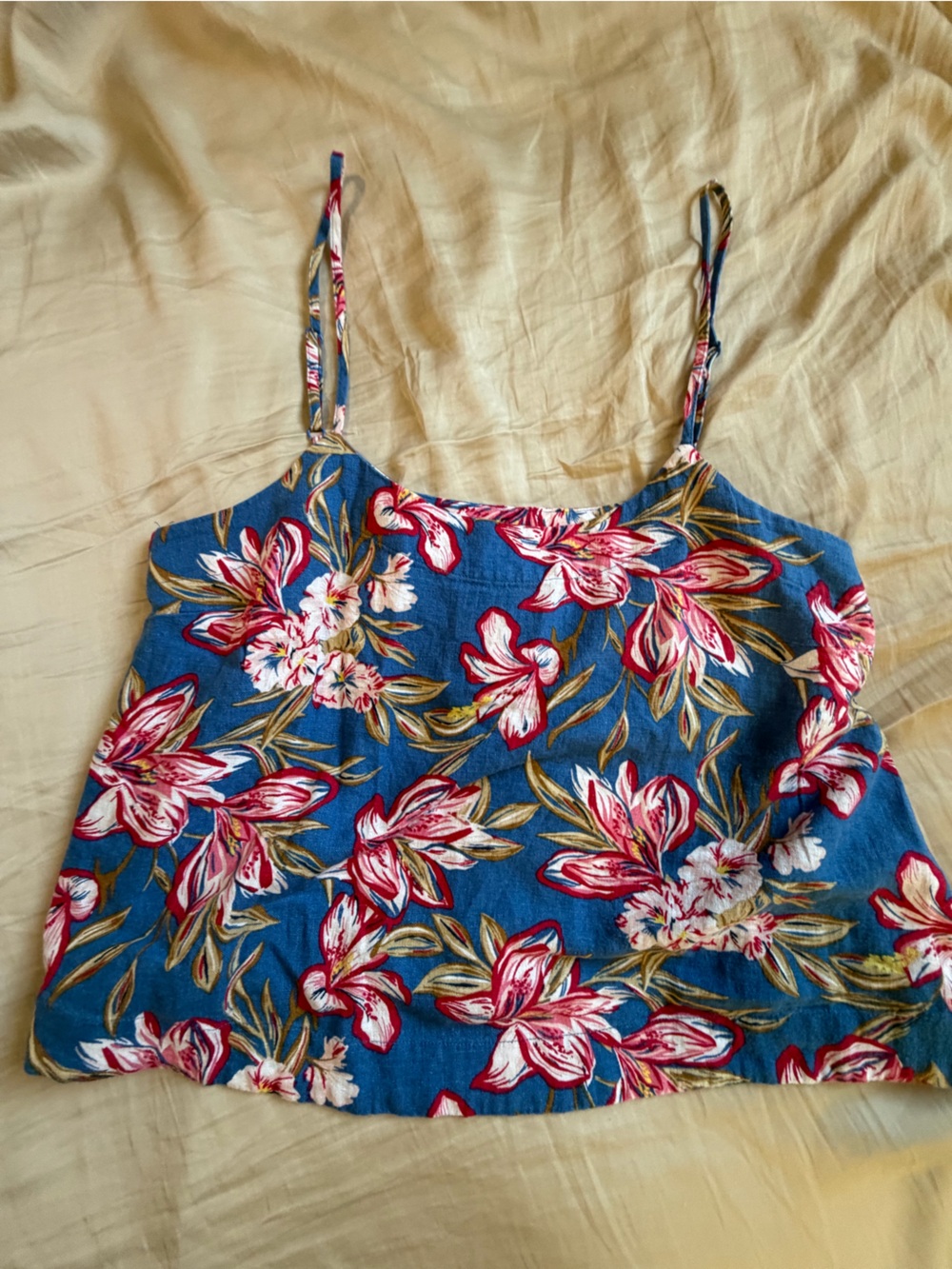 Blue Floral Tank Crop Top